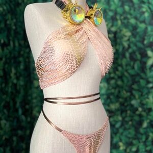 Rose Gold Goddess Rave Outfit. Rave Set. Matching Rave Set.
